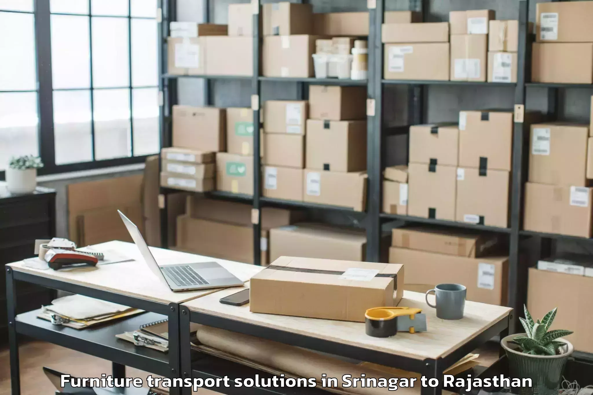 Book Srinagar to Lalsot Furniture Transport Solutions Online